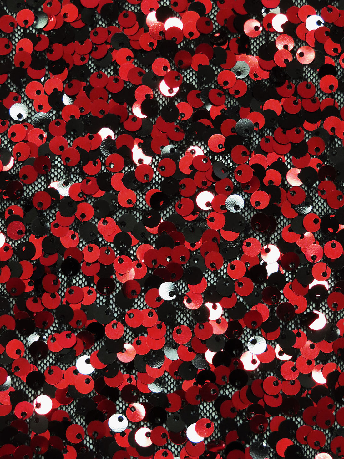 Dark Red/Black Polyester/Lycra Flip Sequins On Mesh Knit 55W