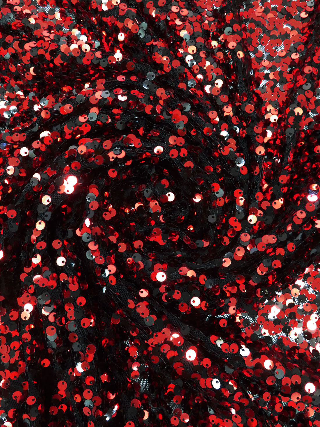 Dark Red/Black Polyester/Lycra Flip Sequins On Mesh Knit 55W