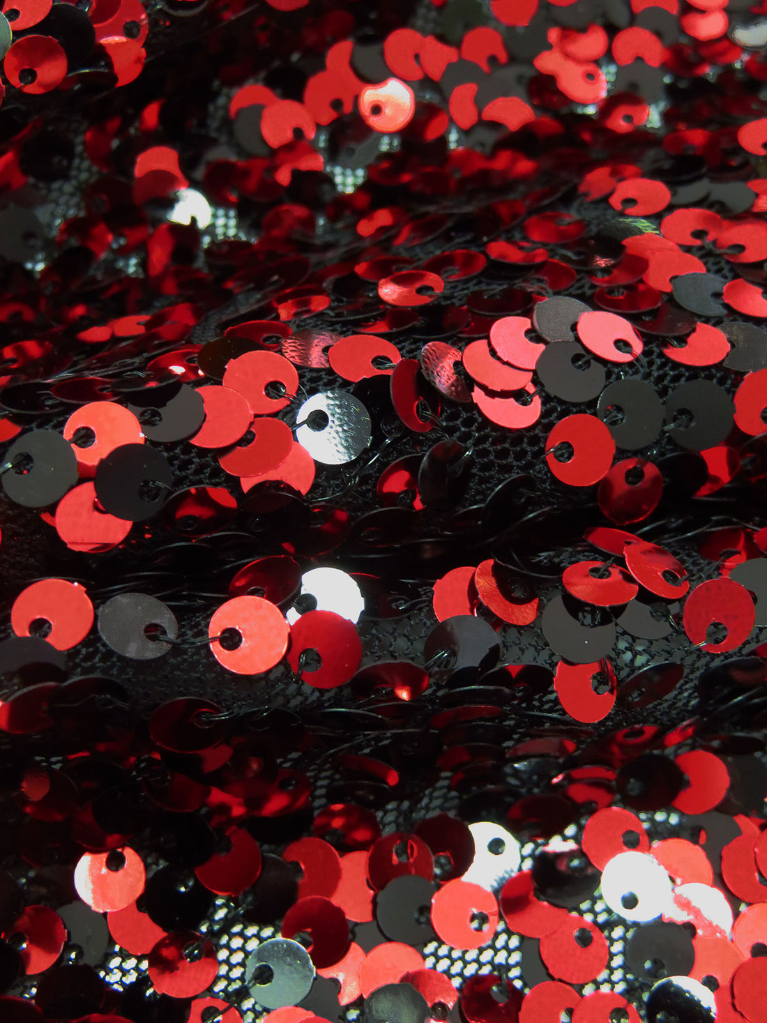 Dark Red/Black Polyester/Lycra Flip Sequins On Mesh Knit 55W