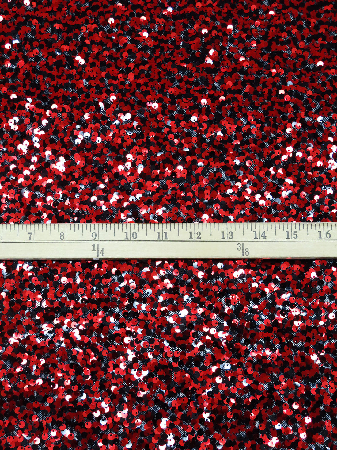 Dark Red/Black Polyester/Lycra Flip Sequins On Mesh Knit 55W