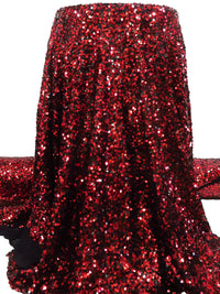 Dark Red/Black Polyester/Lycra Flip Sequins On Mesh Knit 55W