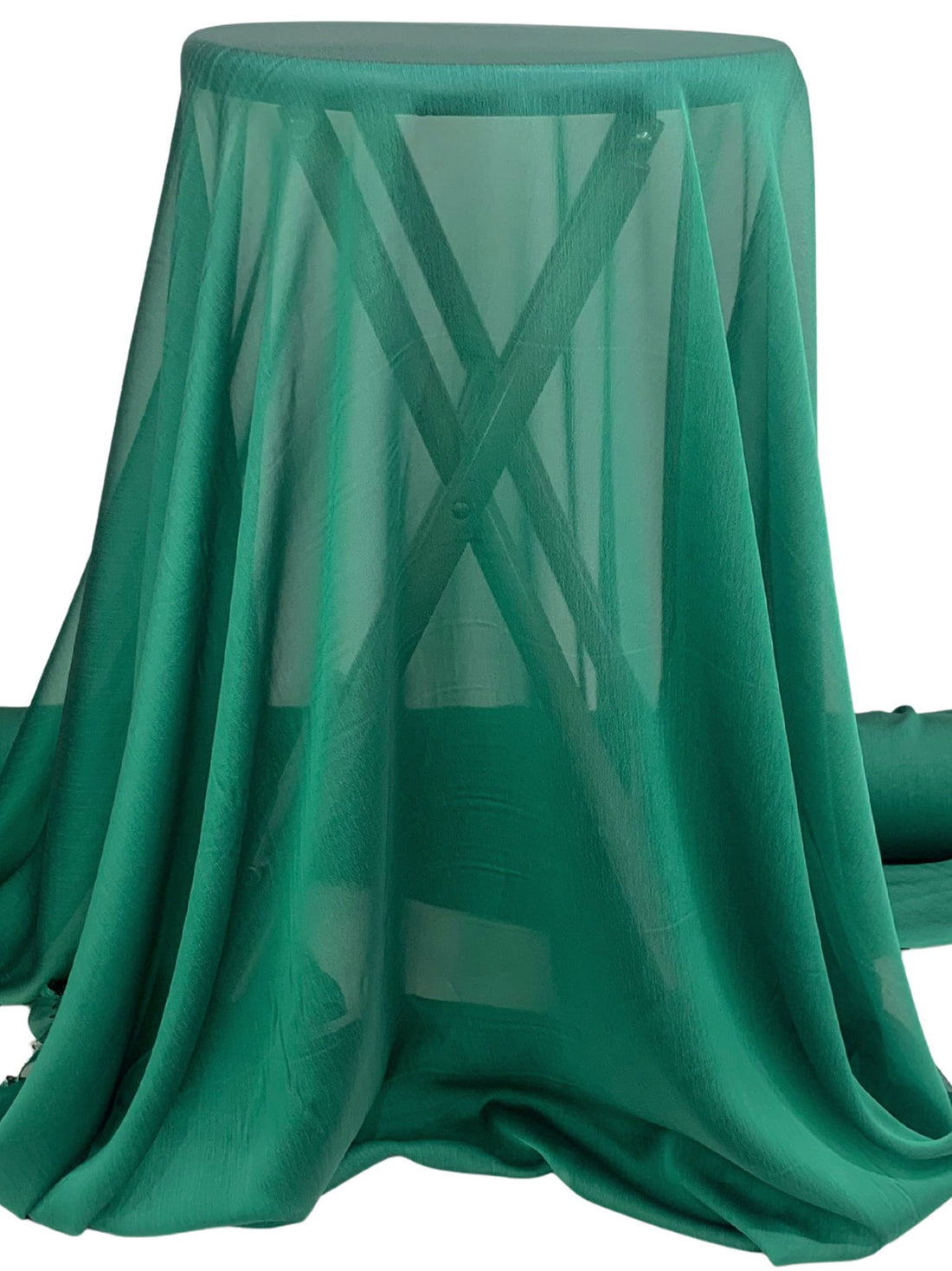 Soft Cyan Green/Black 100% Polyester Iridescent Chiffon 56W