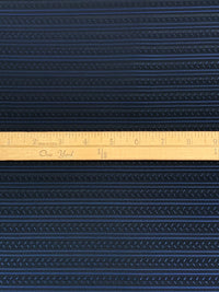 Dark Imperial Blue/Black 100% Cupro Rayon Yarn-Dyed Horizontal Stylized Jacquard Stripe Weave Lining - Imported From Italy - 56W