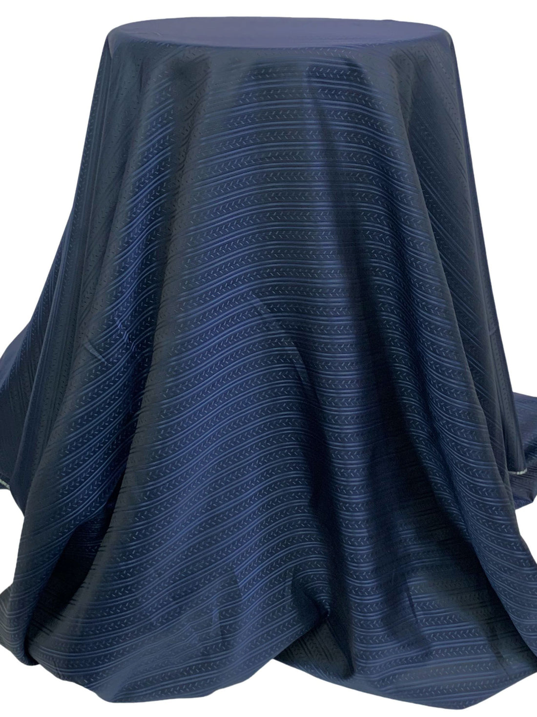 Dark Imperial Blue/Black 100% Cupro Rayon Yarn-Dyed Horizontal Stylized Jacquard Stripe Weave Lining - Imported From Italy - 56W