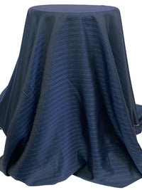 Dark Imperial Blue/Black 100% Cupro Rayon Yarn-Dyed Horizontal Stylized Jacquard Stripe Weave Lining - Imported From Italy - 56W