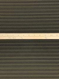 Taupe Brown/Black 100% Cupro Rayon Yarn-Dyed Horizontal Stylized Jacquard Stripe Weave Lining - Imported From Italy - 56W