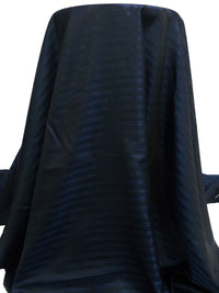 Black/Midnight Navy 100% Cupro Rayon Yarn-Dyed Horizontal Stripe Weave Lining - Imported From Italy - 56W