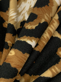 Black/Maple Syrup/Honeywheat/White Polyester/Lycra Animal Print Double Brushed Knit - NY Designer - 58W