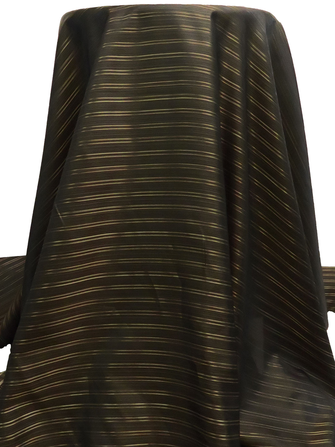 Black/Sand/Chocolate 100% Cupro Rayon Yarn-Dyed Horizontal Stripe Weave Lining - Imported From Italy - 56W