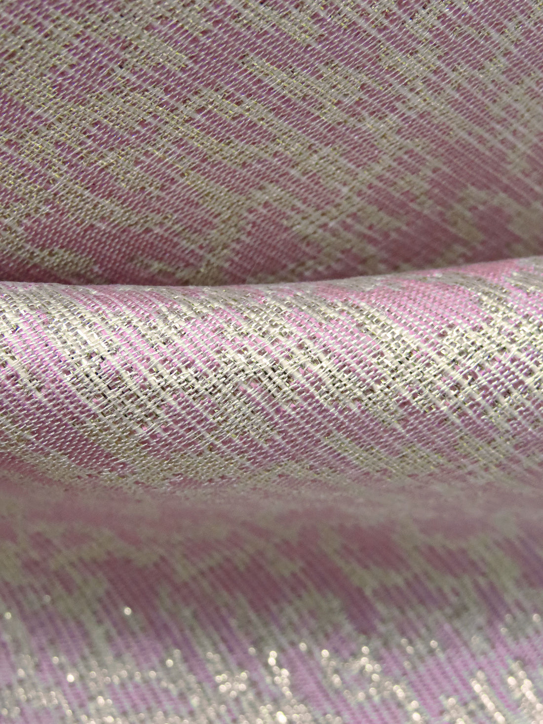 Pink Pearl/Off-White/Gold Polyester/Metallic Animal Weave Metallic Jacquard 56W