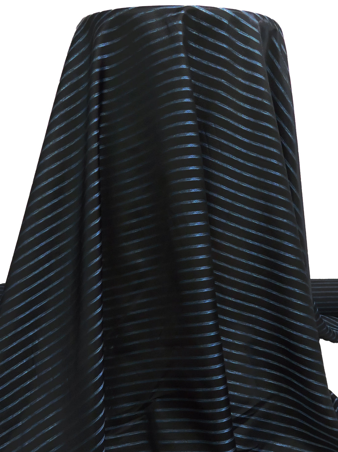 Black/Cornflower/Light Gray 100% Cupro Rayon Yarn-Dyed Horizontal Stripe Weave Lining - Imported From Italy - 56W