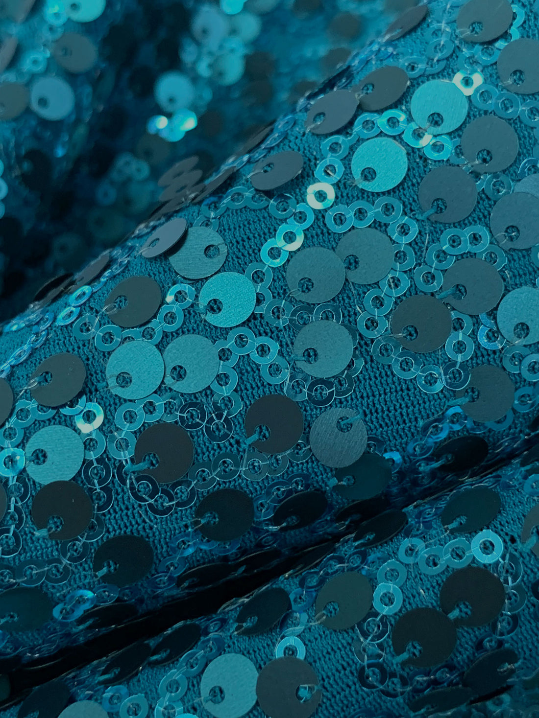 Teal Shadow/Baltic Sea Polyester/Lycra Abstract Design Flip and Mini Sequins On Netting 50W