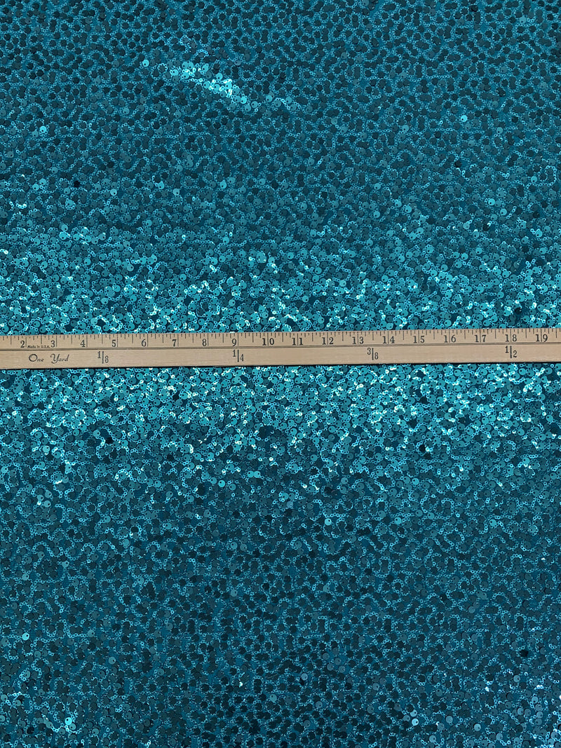 Teal Shadow/Baltic Sea Polyester/Lycra Abstract Design Flip and Mini Sequins On Netting 50W