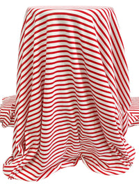 Crimson Red/White Cotton/Polyester Horizontal Stripe Interlock Knit 62W