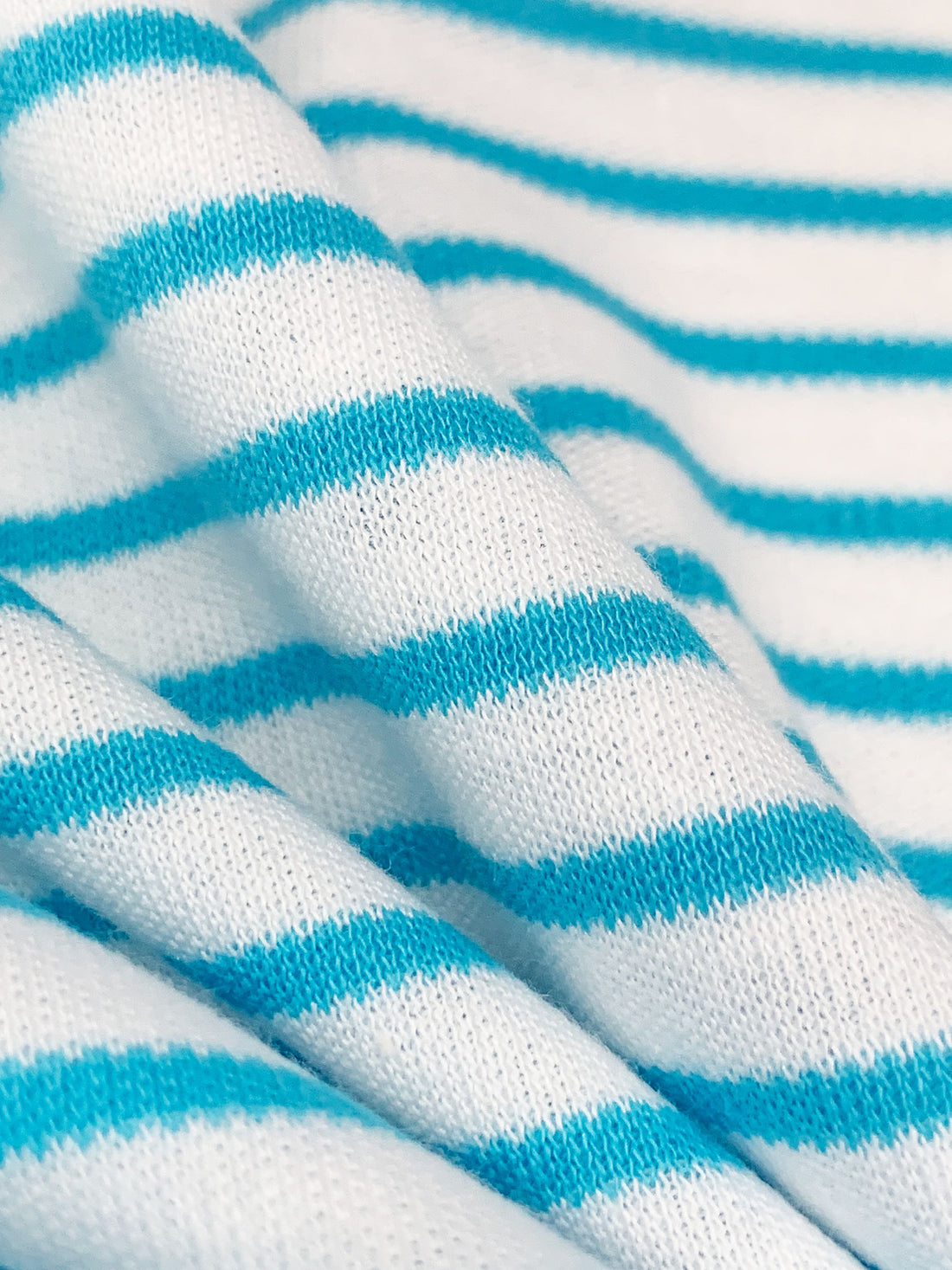 Pacific Blue/White Cotton/Polyester Horizontal Stripe Interlock Knit 62W