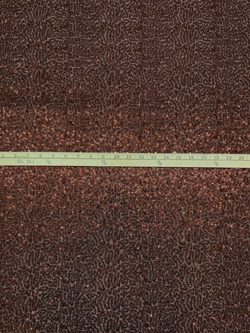 Royal Brown 100% Polyester Mini Sequins On Netting 55W