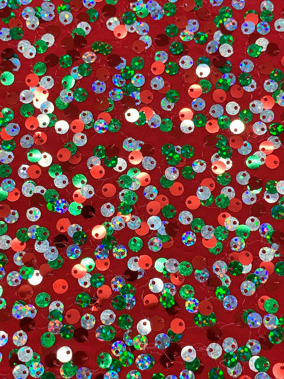 Crimson Red/Silver/Multi Polyester/Lycra Flip Sequins Mesh Knit 48W