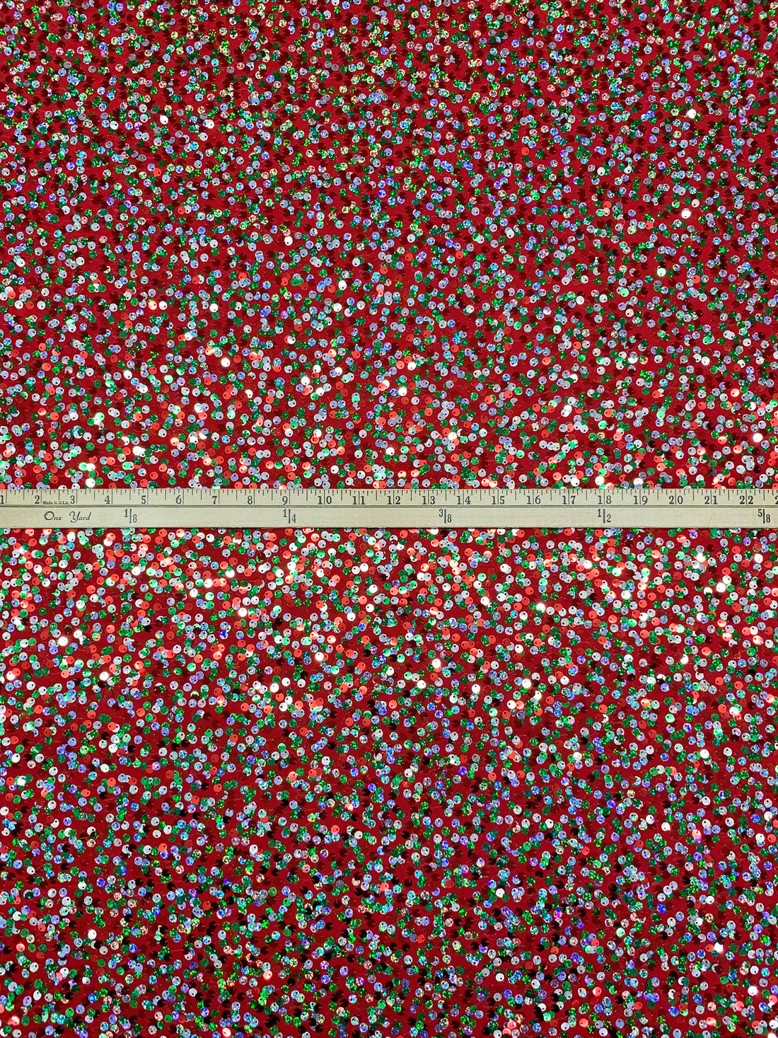 Crimson Red/Silver/Multi Polyester/Lycra Flip Sequins Mesh Knit 48W