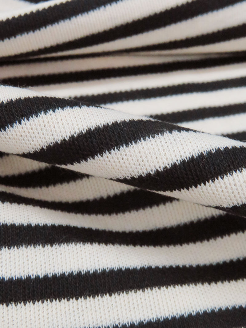 White Coffee/Black Cotton/Polyester Horizontal Stripe Interlock Knit 62W