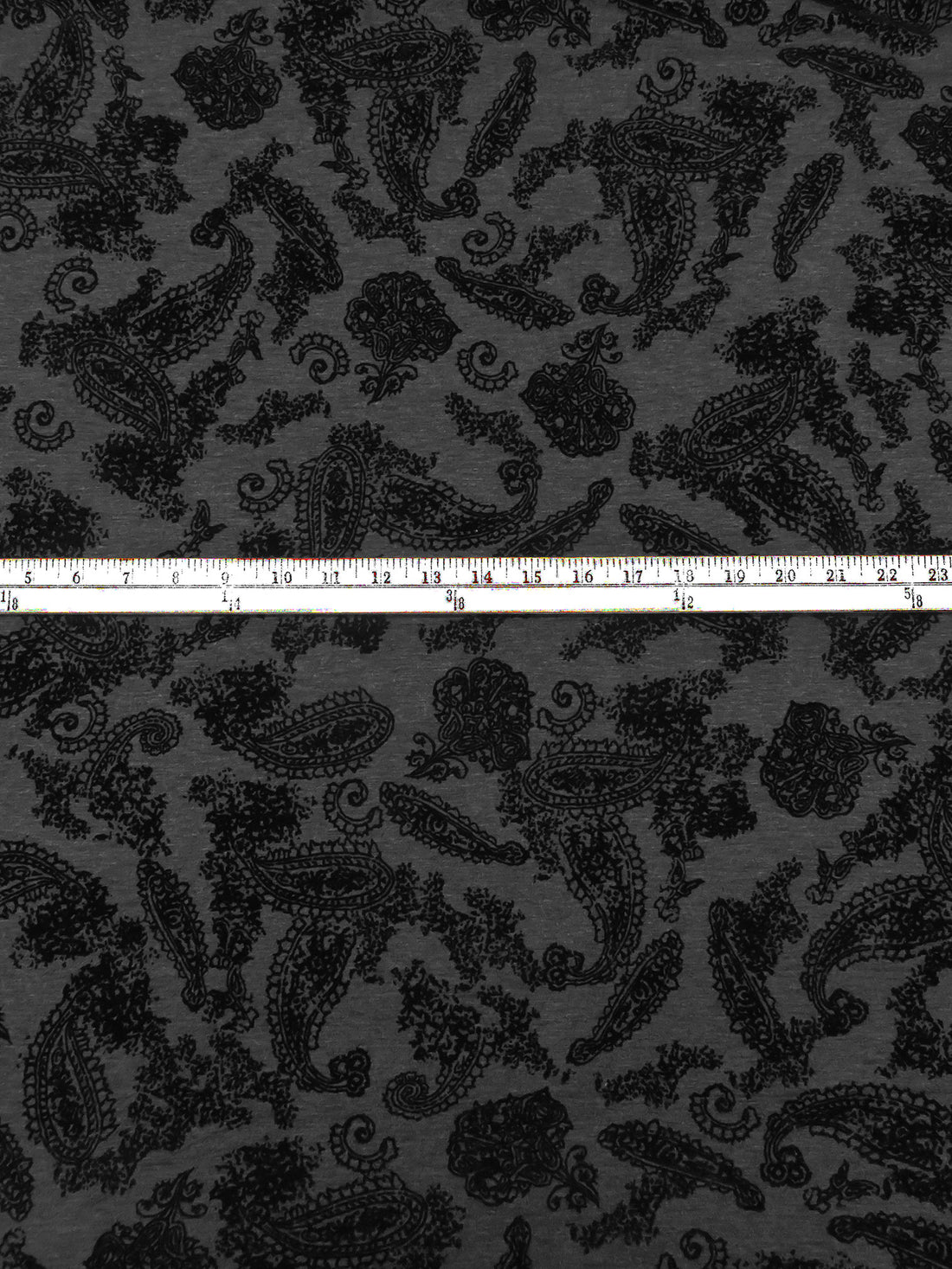 Dark Charcoal Gray/Black Polyester/Rayon/Lycra Flocked Paisley Design Jersey Knit 62W