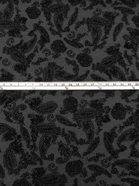Dark Charcoal Gray/Black Polyester/Rayon/Lycra Flocked Paisley Design Jersey Knit 62W