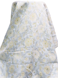 Ice Blue/White/Gold Polyester/Metallic Floral Weave Jacquard 44W