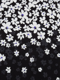 SOLD BY THE PANEL ONLY - Black/White/Iron Gray/Ultra Violet Rayon/Lycra Falling Flowers Print Jersey Knit - NY Designer - 60W