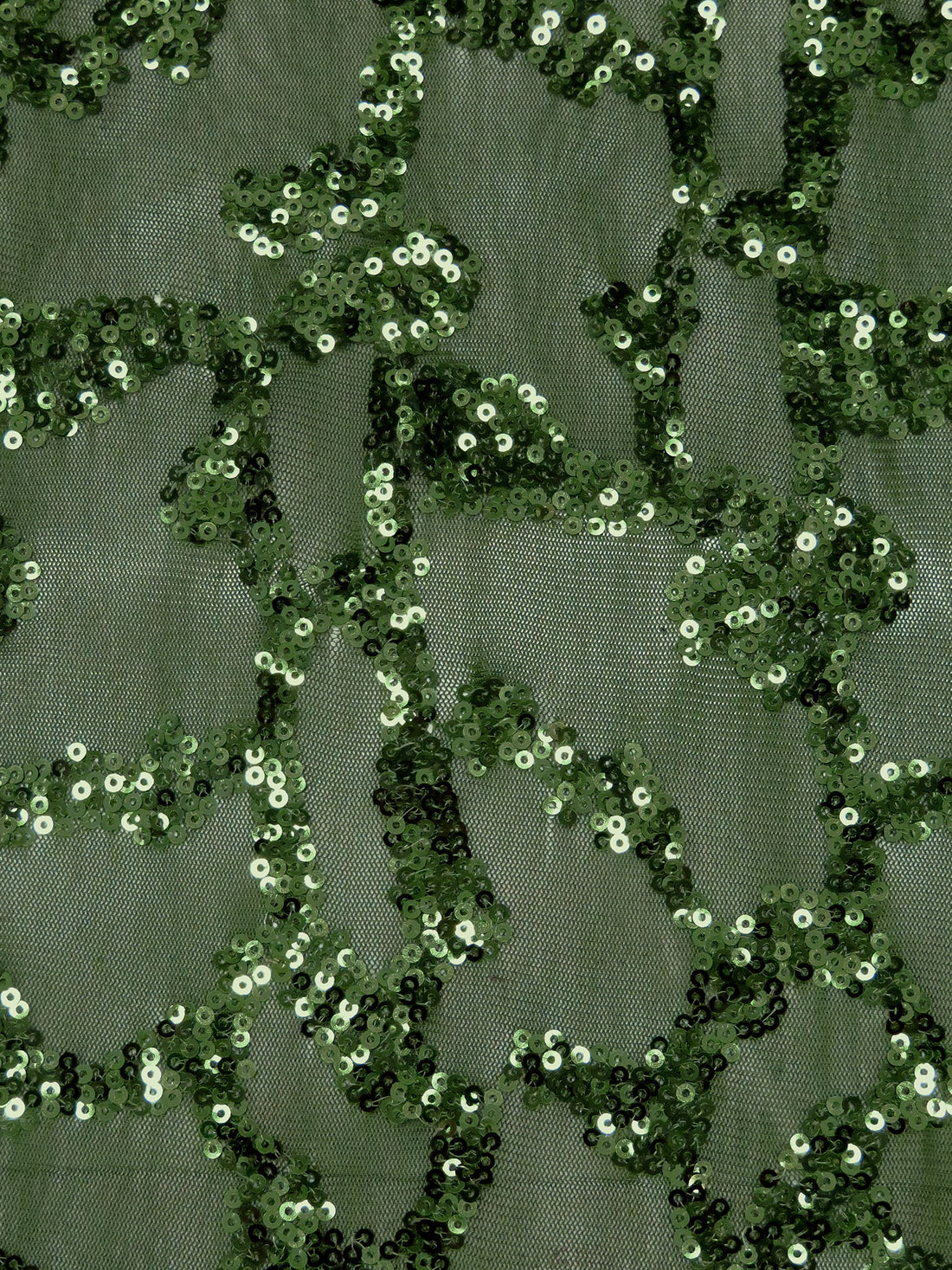 Dark Forest Green Polyester/Lycra Abstract Sequins On Mesh Knit 55W