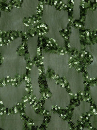 Dark Forest Green Polyester/Lycra Abstract Sequins On Mesh Knit 55W