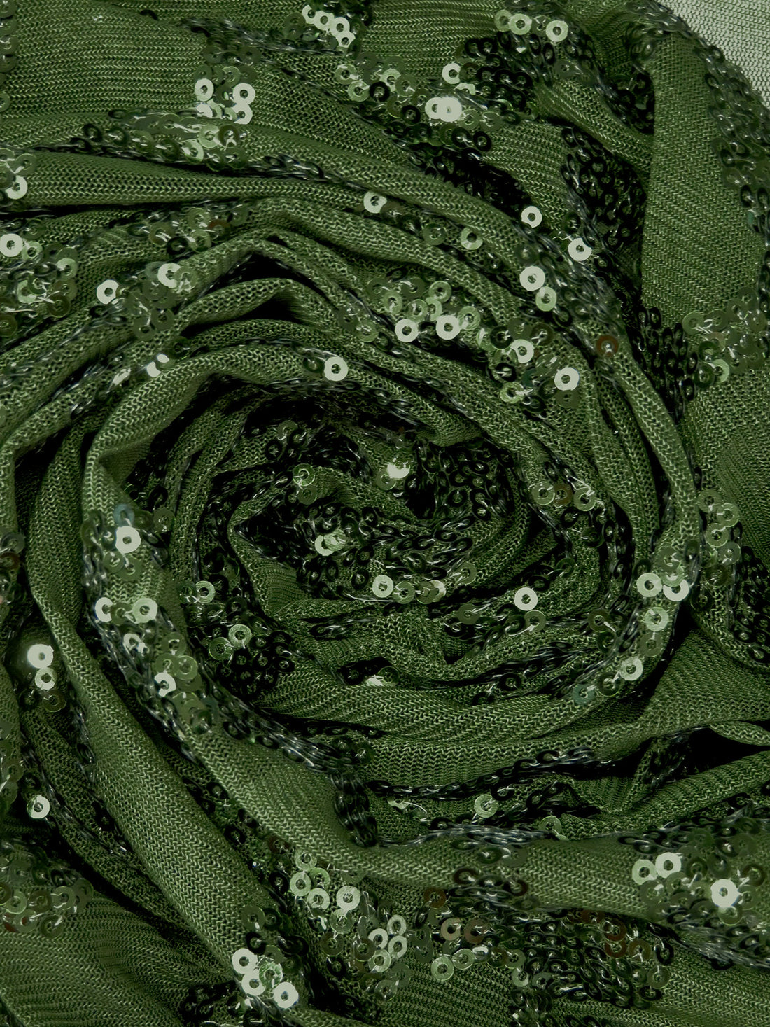 Dark Forest Green Polyester/Lycra Abstract Sequins On Mesh Knit 55W