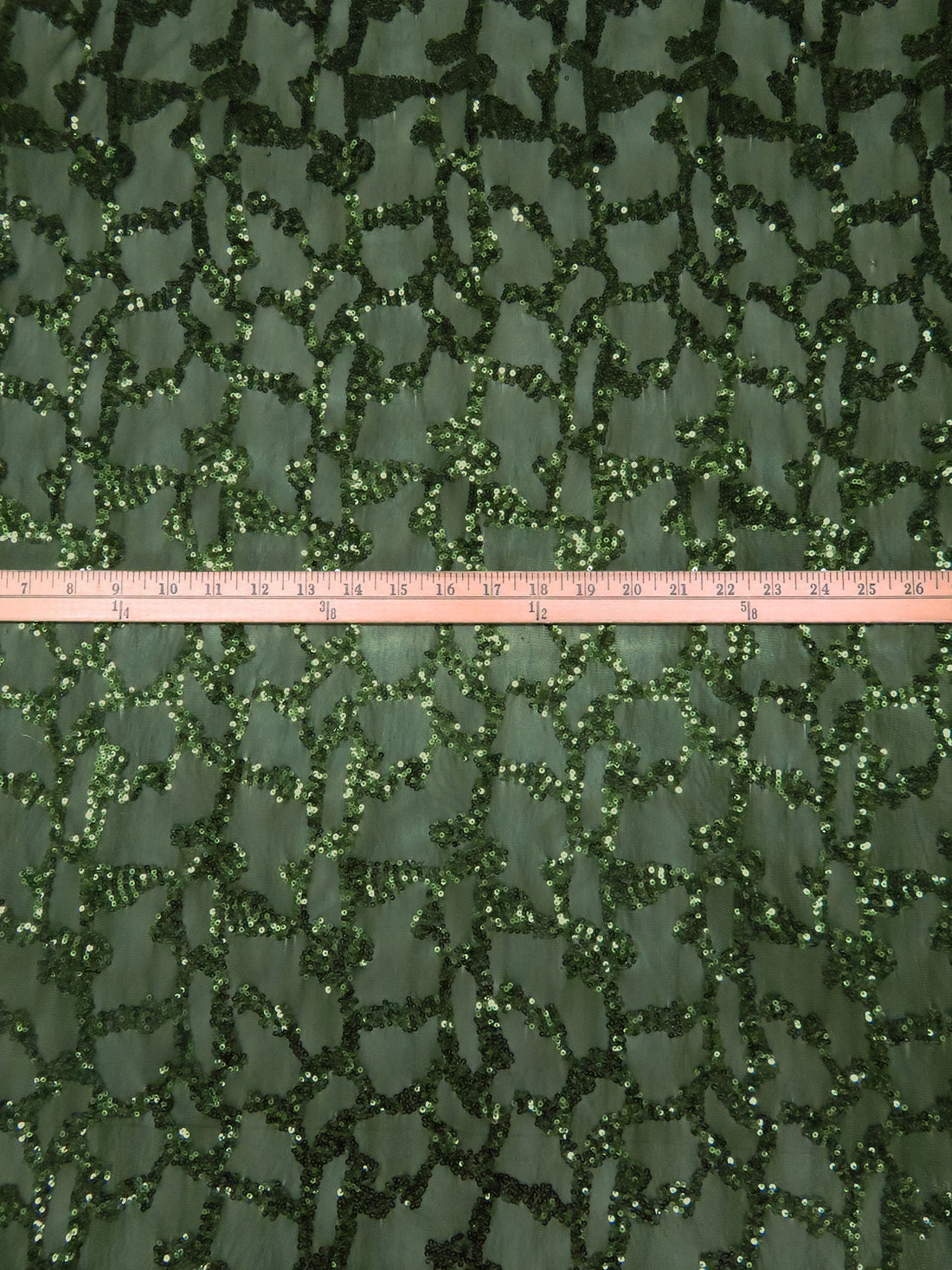 Dark Forest Green Polyester/Lycra Abstract Sequins On Mesh Knit 55W