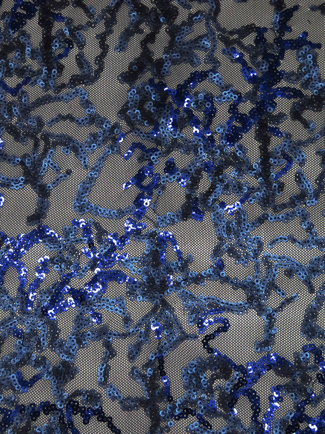 Midnight Blue/Midnight Navy Polyester/Lycra Coral Sequins On Mesh Knit 50W