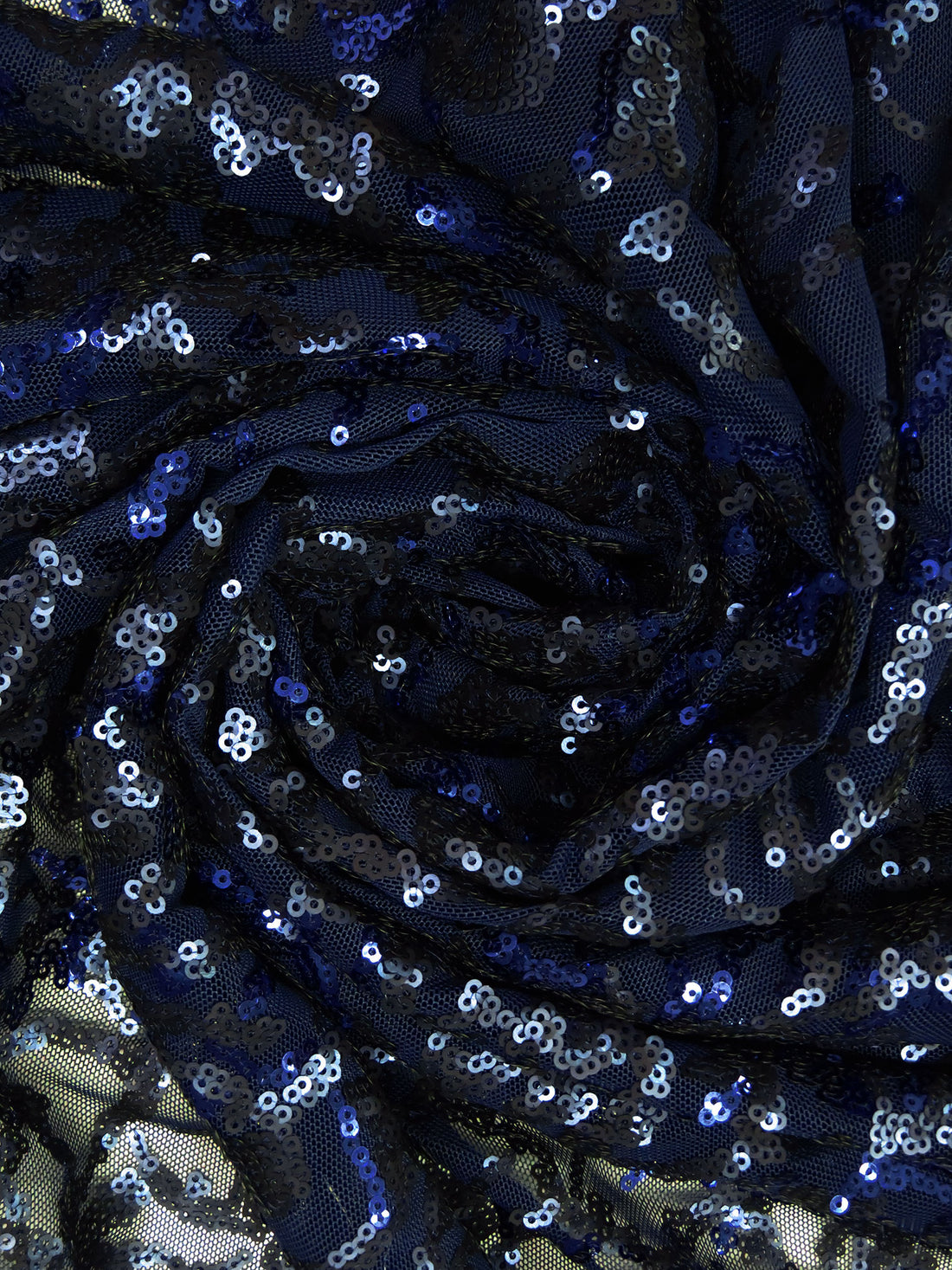 Midnight Blue/Midnight Navy Polyester/Lycra Coral Sequins On Mesh Knit 50W