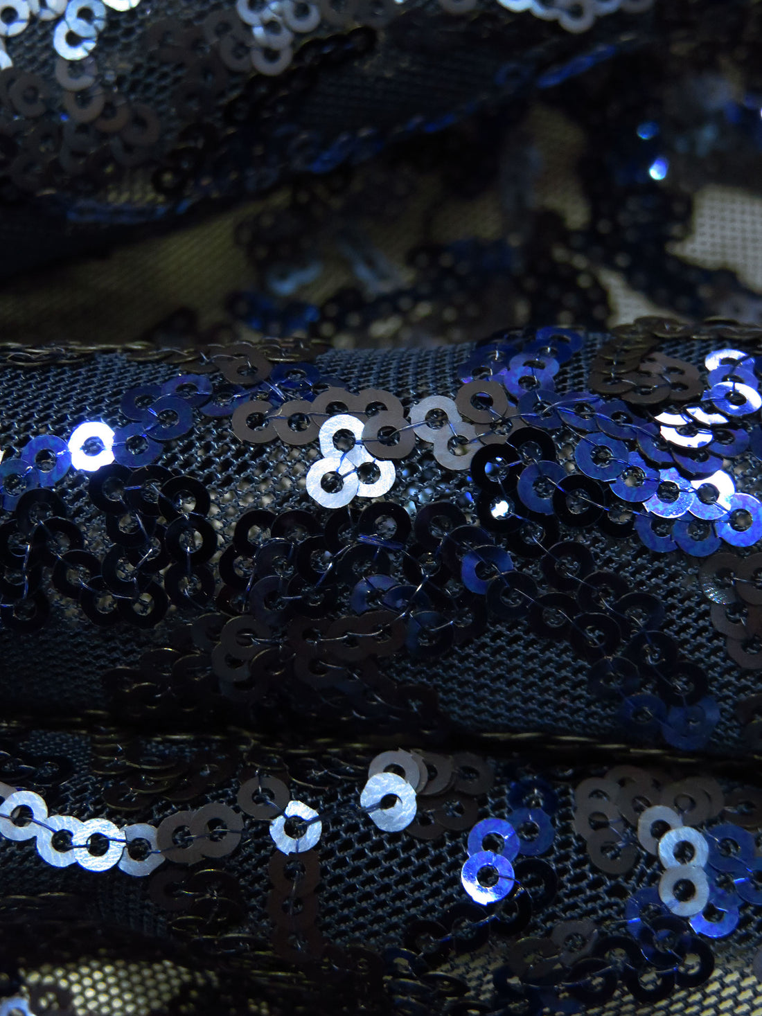 Midnight Blue/Midnight Navy Polyester/Lycra Coral Sequins On Mesh Knit 50W