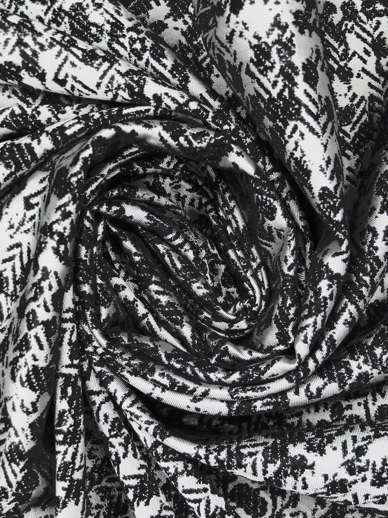 Black/Silver 100% Polyester Abstract Weave Jacquard Woven 58W