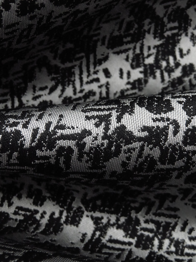 Black/Silver 100% Polyester Abstract Weave Jacquard Woven 58W