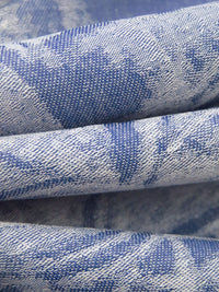 Blue Yonder/White Cotton/Polyester Fish And Tile Weave Chambray Jacquard Shirting - NY Designer - 54W