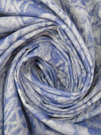 Blue Yonder/White Cotton/Polyester Fish And Tile Weave Chambray Jacquard Shirting - NY Designer - 54W