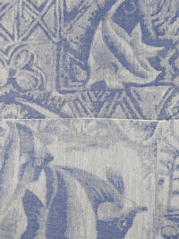 Blue Yonder/White Cotton/Polyester Fish And Tile Weave Chambray Jacquard Shirting - NY Designer - 54W