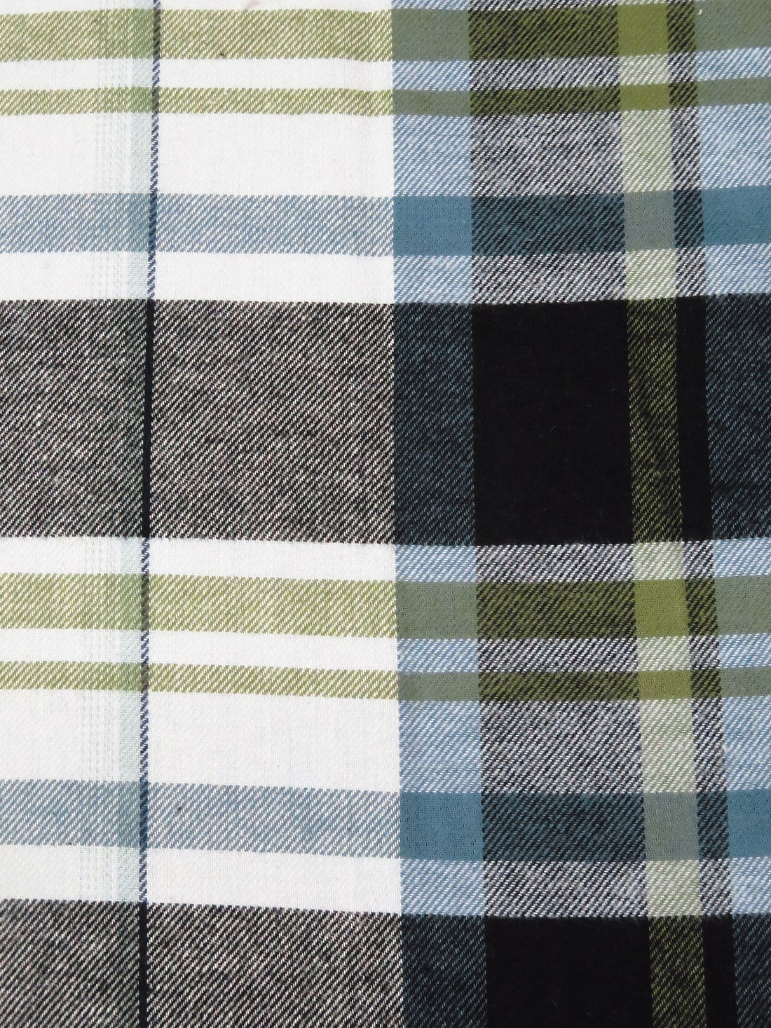 Black/Stale Blue/Mustard Green/Multi 100% Cotton Split Plaid Weave Flannel Shirting - NY Designer - 51W