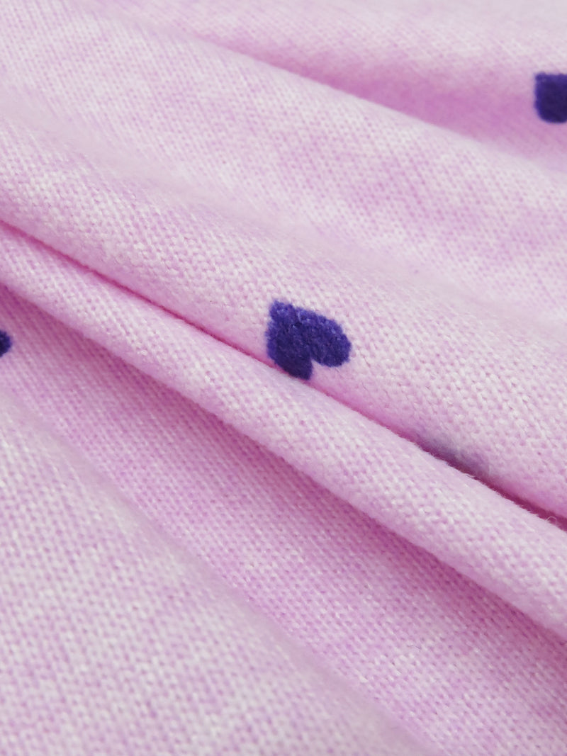 Heathered Taffy Pink/Blueberry Polyester/Lycra Tiny Hearts Print Brushed Sweater Knit - NY Designer - 52W