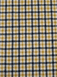 Muted Dark Goldenrod/Black/Oat 100% Wool Mini Plaid Weave Flannel Suiting - Imported From England - 54W
