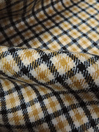 Muted Dark Goldenrod/Black/Oat 100% Wool Mini Plaid Weave Flannel Suiting - Imported From England - 54W