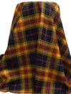 Midnight Navy/Dark Goldenrod/White/Rust 100% Wool Plaid Weave Shetland Coating - Imported From England - 60W