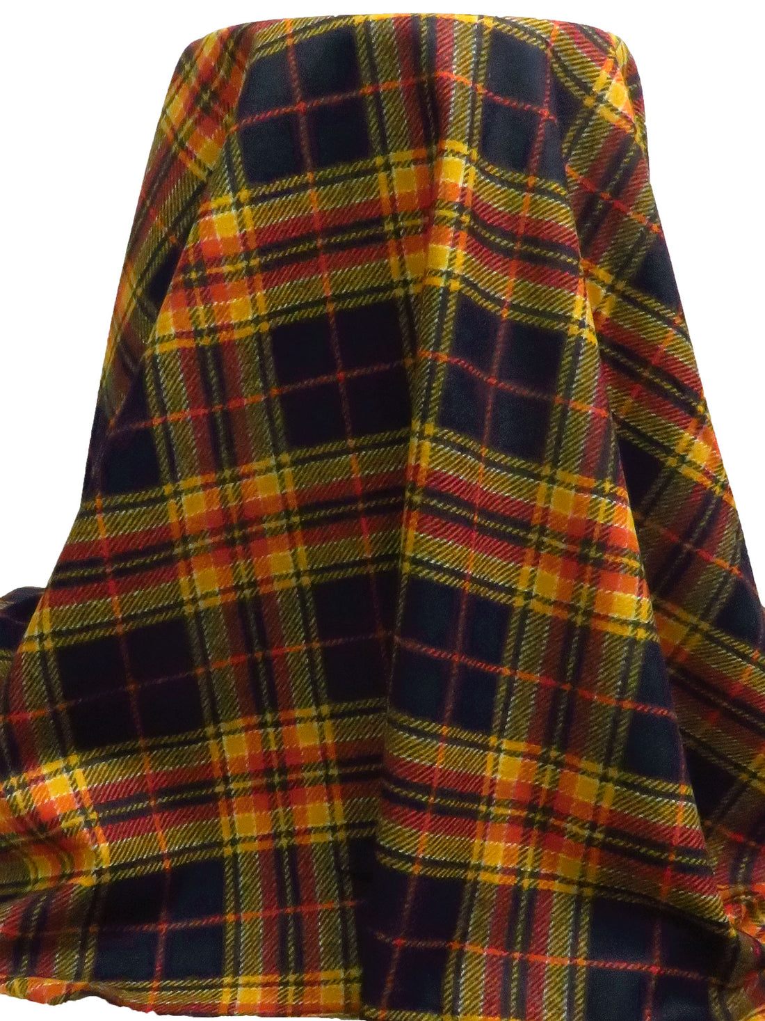 Midnight Navy/Dark Goldenrod/White/Rust 100% Wool Plaid Weave Shetland Coating - Imported From England - 60W