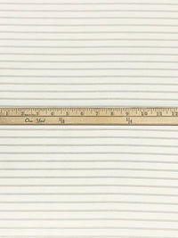 Alabaster/Olive Taupe 100% Cupro Rayon Yarn-Dyed Horizontal Stripe Weave Lining - Imported From Italy - 56W
