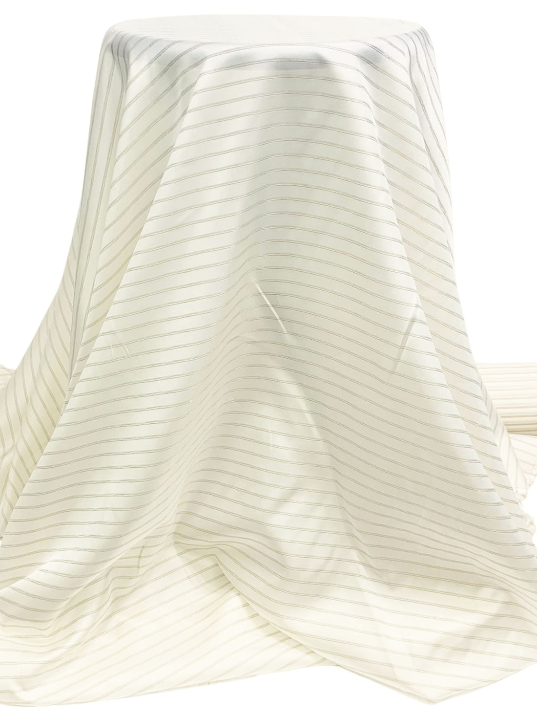Alabaster/Olive Taupe 100% Cupro Rayon Yarn-Dyed Horizontal Stripe Weave Lining - Imported From Italy - 56W