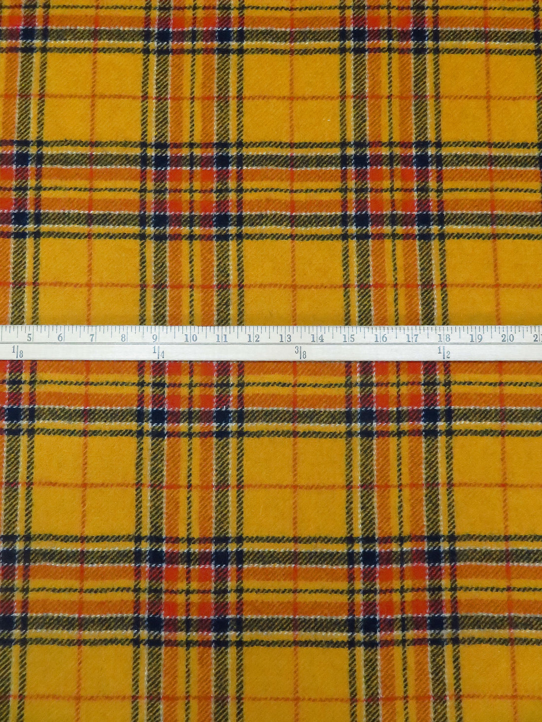 Dark Goldenrod/Midnight Navy/White/Rust 100% Wool Plaid Weave Shetland Coating - Imported From England - 59W