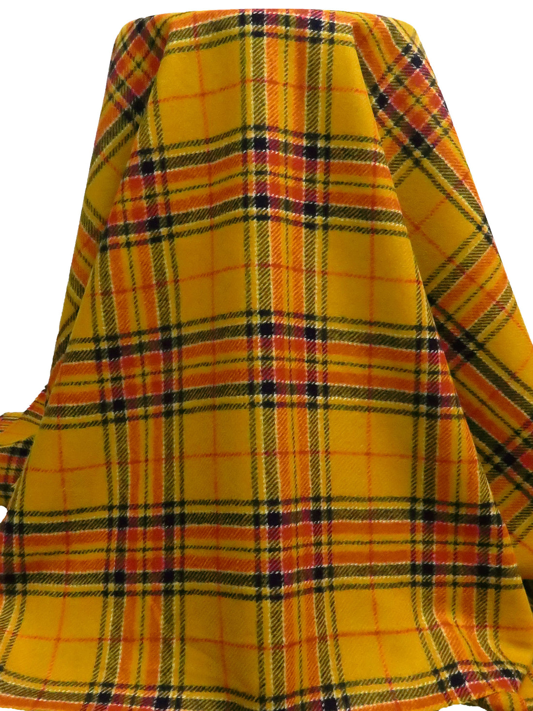 Dark Goldenrod/Midnight Navy/White/Rust 100% Wool Plaid Weave Shetland Coating - Imported From England - 59W