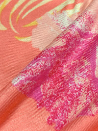 Salmon Rose/Crushed Berry/White/Maize Rayon/Lycra Tropical Floral Print Jersey Knit - NY Designer - 60W